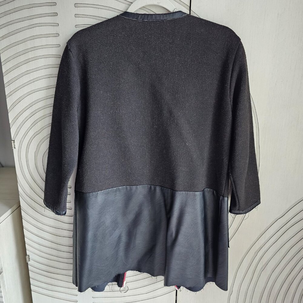 Wool Leather Block Long Fall Jacket - image 5